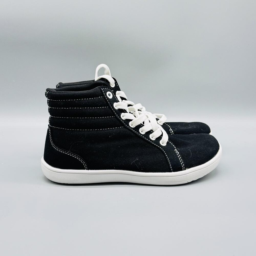 WHITIN Shoes Women 5.5 Black High Top Canvas Minimalist Athletic Trainer Sneaker
